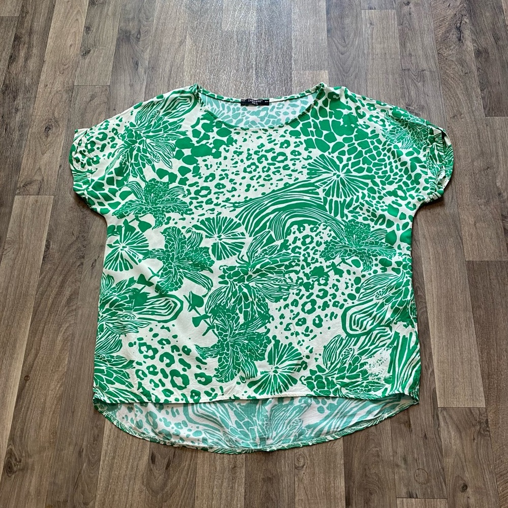 Zabaione Green Animal Print Blouse Size XL